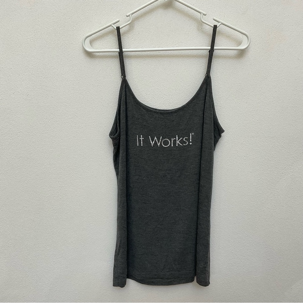 It Works! Grey, Silver Adjustable Spaghetti Strap Cotton Stretch Camisole Size L